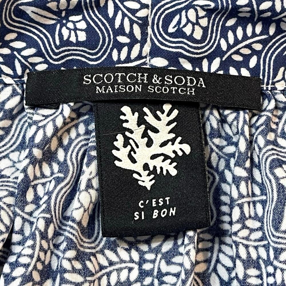 SCOTCH & SODA Puffed Sleeve Navy/White Dress - Size M - Picture 9 of 12